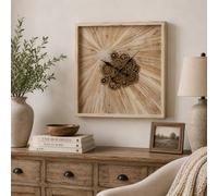 Wall Clock - Square - Large - Light Beige - Wood