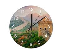Wall Clock The Great Wall of China Mountains Forests Wooden Wall Clock Battery Operated Farmhouse Clocks Wall Decor Home Decor for Living Room Kitchen Home Bathroom Bedroom 10 Inch