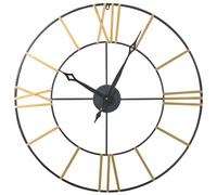 Beliani Valsot 80cm Gold Metal Wall Clock, Black