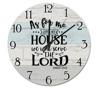 Wall Clock,Verse As for Me and My House,Easy To Read Round Clocks Large Number Decor Clocks for Living Room Home 25cm