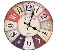 Wall Clock Vintage Colourful 30 cm MDF Round Retro Kitchen Living Room Wall Art