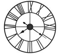 Wall Clock Vintage Metal Frame Black 80cm Roman Numerals Large Decorative XLSize