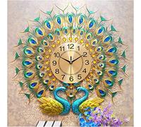 Wall Clock, Vintage Peacock Design, Large Iron Silent Clock for Living Room, Bedroom, Kitchen, Home Decor