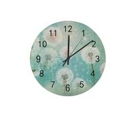 Wall Clock,Vintage Teal White DandeLion,Stylish Round Clocks Battery Operated Decor Clocks for Home Bathroom 25cm