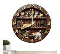 Wall Clock - Whimsical Wall Art, Realistic Design Elements, Hanging Clock, Cat Theme Wooden Decoration | Cat Clocks for Ensuring Visual Appeal and Functional Decor Harmony