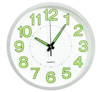 Wall Clock White 30 cm PP Luminous Glow Silent Sweep Battery Operated for Home