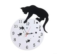 Wall Clock with Cat Design and Silent Sweep Movement Suitable for Various For Rooms