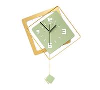 Wall Clock with Decorative Pendulum, Silent Non-Ticking Design, Metal Frame, Battery Operated, Easy to Read for Living Room, Bedroom, Office or School