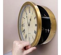 Wall Clock with Hidden Safe, 10 inch Plastic Secret Safe Wall Clock for Living Room Decor, Vintage Decor Clock Diversion Safe with Hidden Compartment, Cool Stuff for Your Room (Gold)