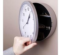 Wall Clock with Hidden Safe, 10 inch Plastic Secret Safe Wall Clock for Living Room Decor, Vintage Decor Clock Diversion Safe with Hidden Compartment, Cool Stuff for Your Room (Silver)