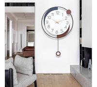 Wall Clock with Pendulum,Silent Quality Quartz Battery Operated,Large Wall Clock for Living Room,Home,Bathroom,Wall Decor (Brown20in*13in)