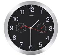Wall Clock with Quartz Movement Hygrometer Thermometer Time White/Black vidaXL