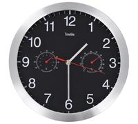 Wall Clock with Quartz Movement Hygrometer Thermometer Time White/Black vidaXL