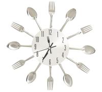 Wall Clock with Spoon and Fork Design Silver 31 cm Aluminium Bedroom vidaXL