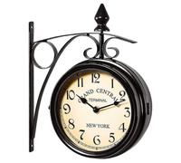 Wall Clock Wrought Iron Garden Clock Station Clock 2-sided Handmade Grand Central Terminal New York