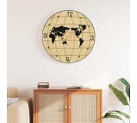 Wall Clock Yellow Black 50cm Iron & Engineered Wood Rustic Silent Quartz Large Ø