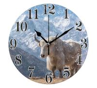 Wall Clocks 10 IN Yak Stands Snow Peaks Silent Non-Ticking Decorative Round Wall Clocks Battery Operated Easy to Read for Indoor Living Room Bedroom