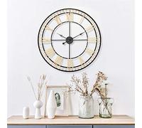 Wall Clocks 80cm Large Metal Decorative Roman Numerals 3D Skeleton Silent Clock Red old for Kitchen,Bedroom,Garden,Living room,Study,Office Black（31in）