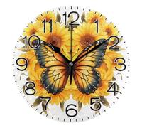Wall Clocks Decorative Clock Round Clocks For Classroom School Office 25cm Sunflowers Butterfly