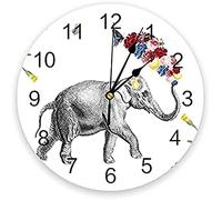 Wall Clocks For Living Room Modern Elephants Flowers Butterfly White Wall Clock Kitchen Home Living Room Bedroom Decorative Kids Room Wall Decor Hanging Clocks