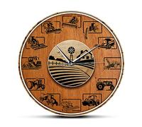 Wall Clocks, Wall Clock Farm Tractor Wood Texture Acrylic Print Wall Clock Farming Wall Art Wall Clock Hanging Watch Farmhouse Art Decor Quartz Silent Non Ticking Gift Ideas Wall Clock