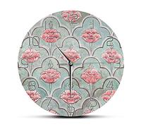 Wall Clocks, Wall Clock V-intage Mughal Wall Rounded Printed Acrylic Wall Clocks Retro Old School Style Home Decor Clocks Living Room House Warming Quartz Silent Non Ticking Gift Ideas Wall Clock