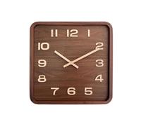 Wall Clocks Wood Square Wall Clock Vintage Clock Walnut Mute Chinese Simple Seat Clock No Punch Living Room Decorative Wall Clock for Bedroom, Living Room (Size : L)
