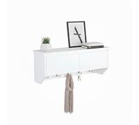 Wall coat rack Hallway shelf Key board Key holder 5 hooks white