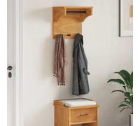 Wall Coat Rack Solid Pinewood Acacia Finish 43x30x42cm 3 Hooks Rustic UV Varnish