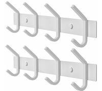 Wall Coat Rack White 30.5cm Stainless Steel with 4 Double Hoo Wall Hanr for Entryway Bathroom Bedroom Towels & Hats Set of 2