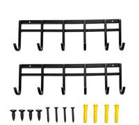 Wall Coat Rack with Hooks - Heavy Duty Metal Organizer | 2 Pack 6 Hook Rac | Strong Iron Construction, Rounded Anti Scratch Hooks, Space Saving Wall Mount, Includes Mounting Hardware, for Entryway Bath