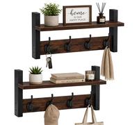 Wall coat racks, coat hooks, coat rails, wall shelves, 2pc set, double hooks