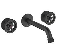 Wall Concealed Tap Industrial Faucet Black Finished Brass Retro Style Two Knobs