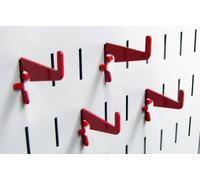 Wall Control 10-HM-002 R Medium 1-7/8" Slotted Pegboard Hook Pack Metal Pegboard Hooks for Wall Control Pegboard Only, Red