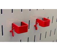 Wall Control 1in x 1in C-Bracket Slotted Metal Pegboard Hook Pegboard and Slotted Tool Board - Red