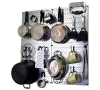 Wall Control 30-KTH-200 GVB Kitchen Pegboard Organizer Pots and Pans Pack Storage and Organization Kit Accessories, Silver/Black