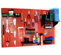 Wall Control 30-WRK-400RB Standard Workbench Metal Pegboard Tool Organizer,Red/Black