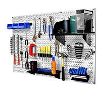 Wall Control 30-WRK-400WB Standard Workbench Metal Pegboard Tool Organizer,White/Black