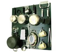Wall Control Kitchen Pegboard Organizer Pots and Pans Pegboard Pack Storage and Organization Kit with Green Pegboard and Black Accessories