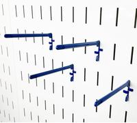 Wall Control Paint Brush Hook and Thread Spool Holder Storage Organizer Pegs Metal Pegboard - (4) Pack of Narrow 3.5-Inch Reach Slotted Peg Hooks for Paint Brushes and Spools (Blue)