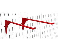 Wall Control Pegboard 9-Inch Reach Extended Slotted Hook Pair- Red (10-ER-004 R)