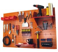 Wall Control Pegboard Organizer 4 ft. Metal Pegboard Standard Tool Storage Kit with Orange Toolboard and Red Accessories