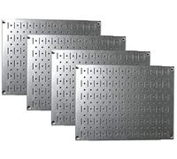 Wall Control Pegboard Wall Organizer Tiles Modular Galvanized Steel Pegboard Tiling Set - Four 12-Inch Tall x 16-Inch Wide Peg Board Panel Wall Storage Tiles - Easy to Install (Metallic)