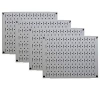 Wall Control Pegboard Wall Organizer Tiles - Modular Grey Metal Pegboard Tiling Set - (4) 12-in Tall x 16-in Wide Gray Peg Board Panel Wall Storage Tiles - Easy to Install (Grey)