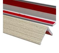 Wall Corner Guard,3cm Wide Self-Adhesive PVC Wall Corner Guards, Non-Slip Stair Edge Trim Protector, Wood Grain Finish, Light Grey, 150cm/59in for Wall Protection and Safety