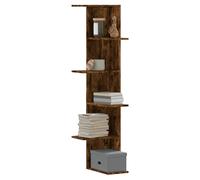 Wall Corner Shelf 36.5x36.5x140cm Smoked Oak Engineered Wood 5-Tier Indoor Store