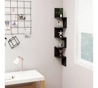 Wall Corner Shelf Black 20x20x127.5 cm Engineered Wood