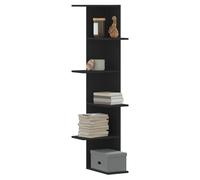 Wall Corner Shelf Black Engineered Wood 5-Tier 36.5x36.5x140cm Minimalist Indoor