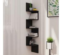 Wall Corner Shelf Black Engineered Wood Rounded 19x19x123 cm Space-Saving Modern