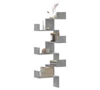 Wall Corner Shelf Concrete Grey 45x45x147cm Engineered Wood 6-Shelf Minimalist.